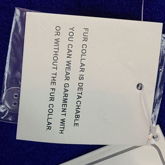 NWT Lisa Int. Women (L) Blue Boiled Wool Vest w/Faux Fur Collar-HAS ISSUES - Picture 15 of 16